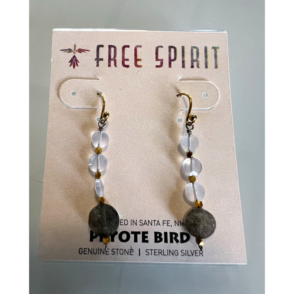 Peyote Bird Free Spirit Beaded Dangle Hook Earrings Sterling Silver 2 in